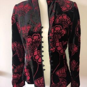 JS Collections Womens Black Red Velvet